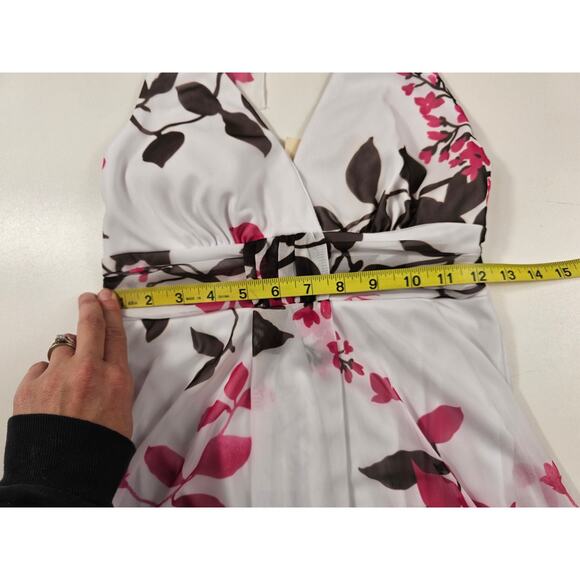 NWT Speechless pink and white sundress halter tie v neck lined sheer M open back - Picture 7 of 7